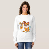 Tigerkatze mit Kissen Sweatshirt (Vorne ganz)