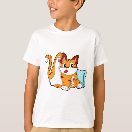 Tigerkatze mit Kissen T-Shirt (Vorderseite)