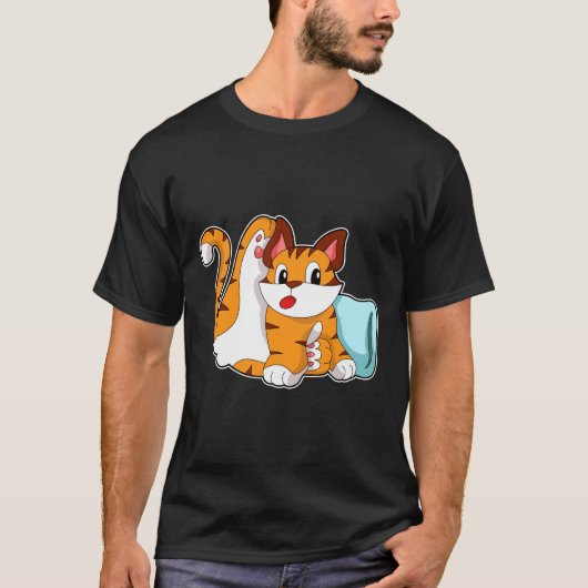 Tigerkatze mit Kissen T-Shirt (Vorderseite)