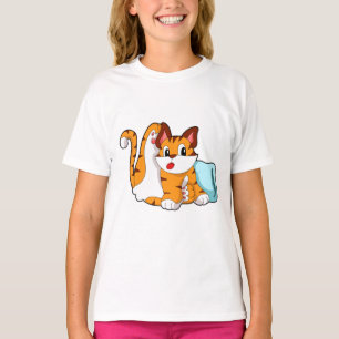Tigerkatze mit Kissen T-Shirt