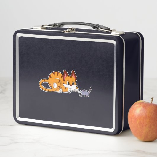 Tigerkatze mit Maus Metall Brotdose (Beispiel)