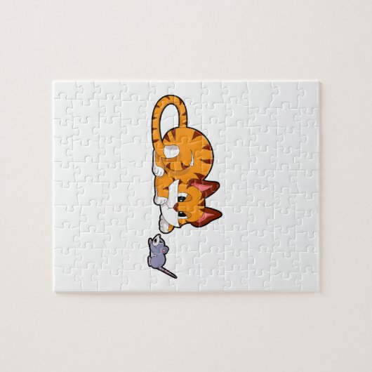 Tigerkatze mit Maus Puzzle (Horizontal)