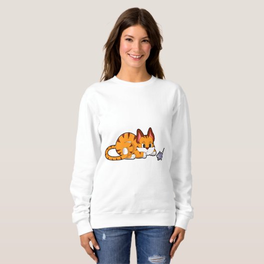 Tigerkatze mit Maus Sweatshirt (Vorne ganz)