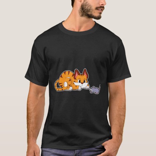 Tigerkatze mit Maus T-Shirt (Vorderseite)