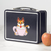 Tigerkatze mit Milchcup.PNG Metall Brotdose (Beispiel)