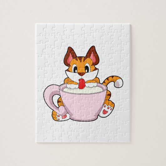 Tigerkatze mit Milchcup.PNG Puzzle (Vertikal)