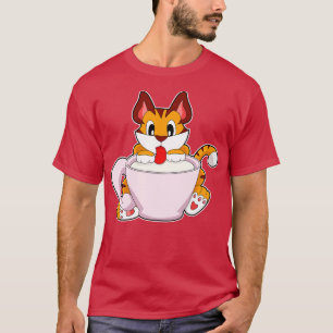 Tigerkatze mit Milchcup T-Shirt