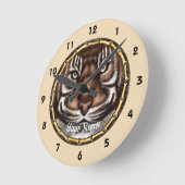 Tigerknochen Runde Wanduhr (Winkel)