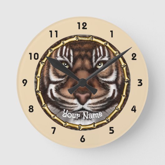 Tigerknochen Runde Wanduhr (Vorderseite)