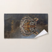 Tigerkopf, Gesicht, Lederblick Badhandtuch Set (Handtuch)