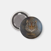 Tigerkopf, Gesicht, Lederblick Magnet (Vorderseite/Rückseite)
