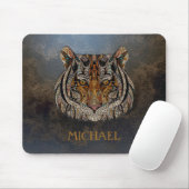 Tigerkopf, Gesicht, Lederblick Mousepad (Mit Mouse)