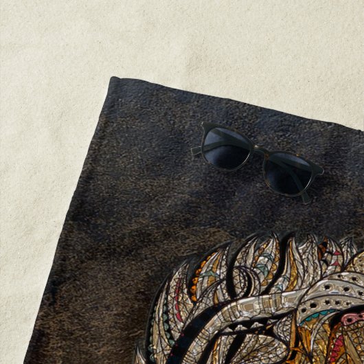 Tigerkopf, Gesicht, Lederblick Strandtuch (Beispiel)