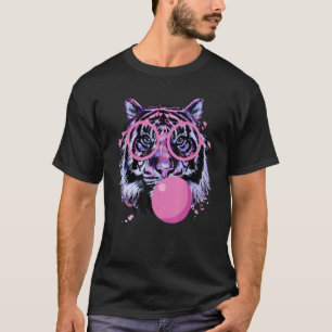 Tigerkopf-Gesicht-Wasserfarbe-Süße-Brille-Wildtier T-Shirt