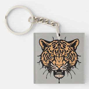 Tigerkopf-Illustration Schlüsselanhänger