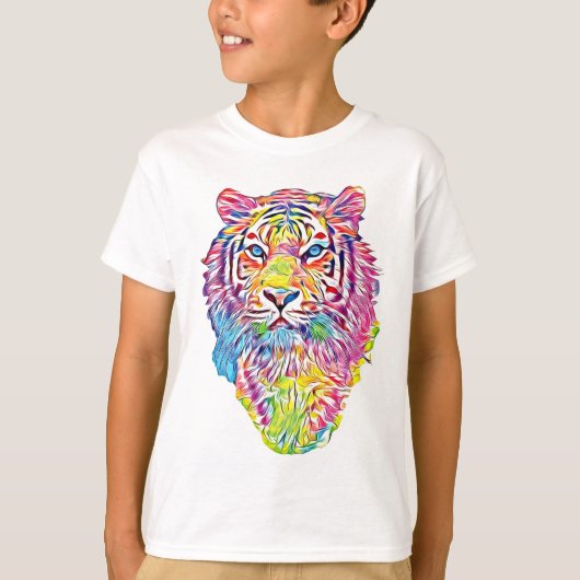 Tigerkopf in Regenbogenfarben T-Shirt (Vorderseite)