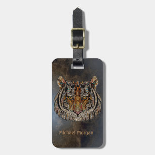 Tigerkopf-Leder-Optik - Personalisiert Gepäckanhänger