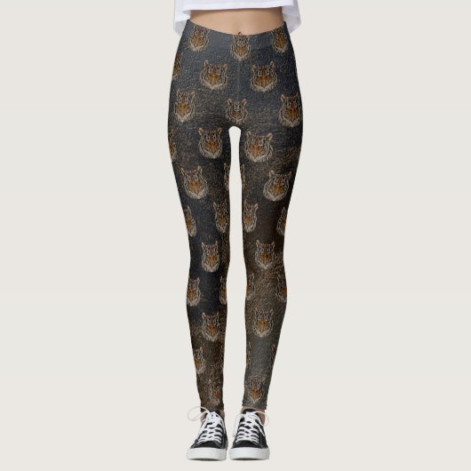 Tigerkopf, Lederschaum Leggings (Vorderseite)