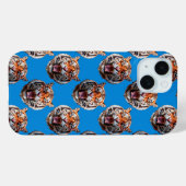 Tigerkopf-Musterdesign Blau Case-Mate iPhone Hülle (Rückseite (Horizontal))