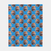 Tigerkopf-Musterdesign Blau Fleecedecke (Vorderseite)
