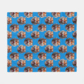 Tigerkopf-Musterdesign Blau Fleecedecke (Vorderseite (Horizontal))
