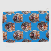 Tigerkopf-Musterdesign Blau Golfhandtuch (Horizontal)