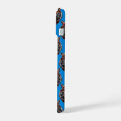 Tigerkopf-Musterdesign Blau  iPhone 15 Hülle (Linke Seite)