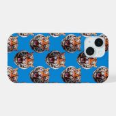 Tigerkopf-Musterdesign Blau  iPhone 15 Hülle (Rückseite (Horizontal))