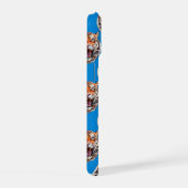 Tigerkopf-Musterdesign Blau  iPhone 15 Hülle (Rechte Seite)