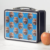 Tigerkopf-Musterdesign Blau  Metall Brotdose (Beispiel)
