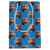Tigerkopf-Musterdesign Blau  Mittlere Geschenktüte (Vorderseite)