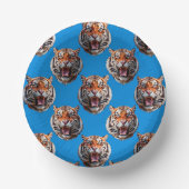 Tigerkopf-Musterdesign Blau  Pappteller (Vorderseite)