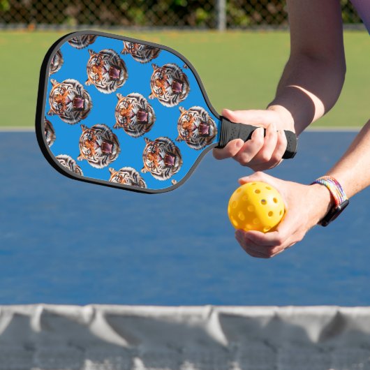 Tigerkopf-Musterdesign Blau Pickleball Schläger (InSitu)