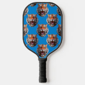 Tigerkopf-Musterdesign Blau Pickleball Schläger (Vorderseite)