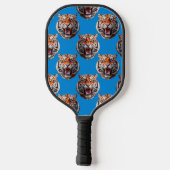 Tigerkopf-Musterdesign Blau Pickleball Schläger (Rückseite)