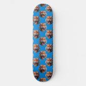Tigerkopf-Musterdesign Blau Skateboard (Vorderseite)