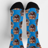 Tigerkopf-Musterdesign Blau  Socken (Oben)