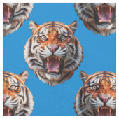 Tigerkopf-Musterdesign Blau Stoff (Nahaufnahme)