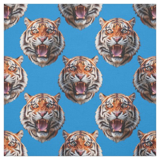 Tigerkopf-Musterdesign Blau Stoff (Muster)