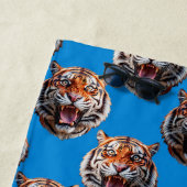Tigerkopf-Musterdesign Blau Strandtuch (Beispiel)