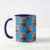 Tigerkopf-Musterdesign Blau Tasse (Links)