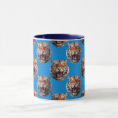 Tigerkopf-Musterdesign Blau Tasse (Zentrum)