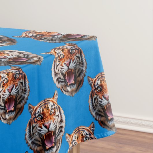 Tigerkopf-Musterdesign Blau Tischdecke (Beispiel)