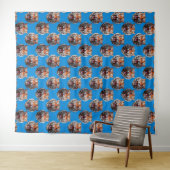 Tigerkopf-Musterdesign Blau Wandteppich (Beispiel (Horizontal))
