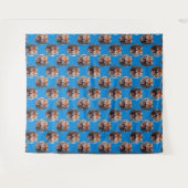 Tigerkopf-Musterdesign Blau Wandteppich (Vorderseite (Horizontal))