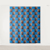 Tigerkopf-Musterdesign Blau Wandteppich (Vorderseite)