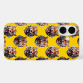 Tigerkopf-Musterdesign gelb  Case-Mate iPhone Hülle (Rückseite (Horizontal))