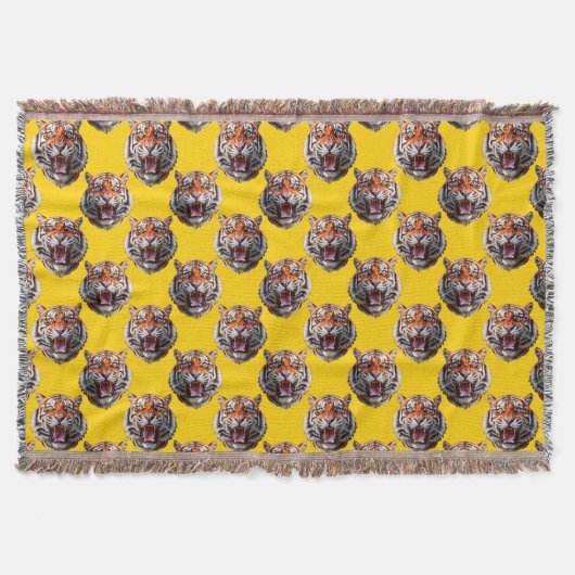 Tigerkopf-Musterdesign Gelb  Decke (Vorderseite)