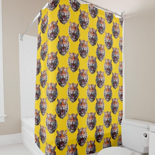 Tigerkopf-Musterdesign Gelb Duschvorhang