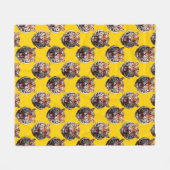 Tigerkopf-Musterdesign Gelb Fleecedecke (Vorderseite (Horizontal))